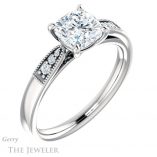 Cushion Cut Forever One Moissanite Engagement Ring #GTJ1033-cushion-fo-w