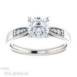 Cushion Cut Forever One Moissanite Engagement Ring #GTJ1033-cushion-fo-w