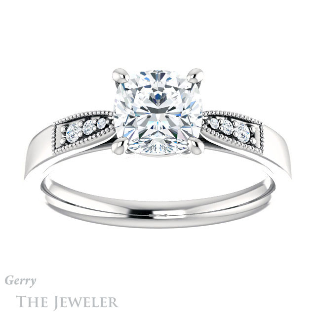 Cushion Cut Forever One Moissanite Engagement Ring #GTJ1033-cushion-fo-w