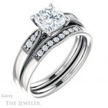 Cushion Cut Forever One Moissanite Engagement Ring #GTJ1033-cushion-fo-w