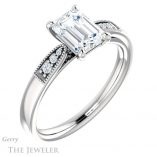 Emerald Cut Forever One Moissanite Engagement Ring #GTJ1033-emerald-fb-w 4 Emerald Cut Forever Brilliant Moissanite Engagement Ring #GTJ1033-emerald-fb-w