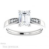 Emerald Cut Forever One Moissanite Engagement Ring #GTJ1033-emerald-fb-w 1 Emerald Cut Forever Brilliant Moissanite Engagement Ring #GTJ1033-emerald-fb-w
