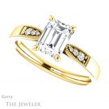 Emerald Cut Forever Brilliant Moissanite Engagement Ring #GTJ1033-emerald-fb-y