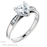 Heart Shaped Forever One Moissanite Engagement Ring #GTJ1033-heart-fb-w 4 Heart Shaped Forever Brilliant Moissanite Engagement Ring #GTJ1033-heart-fb-w