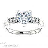 Heart Shaped Forever One Moissanite Engagement Ring #GTJ1033-heart-fb-w 1 Heart Shaped Forever Brilliant Moissanite Engagement Ring #GTJ1033-heart-fb-w