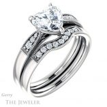Heart Shaped Forever One Moissanite Engagement Ring #GTJ1033-heart-fb-w 6 Heart Shaped Forever Brilliant Moissanite Engagement Ring #GTJ1033-heart-fb-w