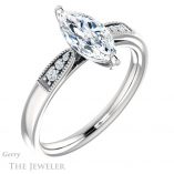 Marquise Cut Forever One Moissanite Engagement Ring #GTJ1033-marquise-fb-w 4 Marquise Cut Forever Brilliant Moissanite Engagement Ring #GTJ1033-marquise-fb-w