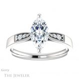 Marquise Cut Forever One Moissanite Engagement Ring #GTJ1033-marquise-fb-w 1 Marquise Cut Forever Brilliant Moissanite Engagement Ring #GTJ1033-marquise-fb-w