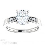 Oval Shaped Forever One Moissanite Engagement Ring #GTJ1033-oval-fo-w