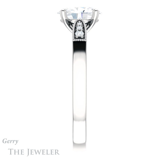Oval Shaped Forever One Moissanite Engagement Ring #GTJ1033-oval-fo-w