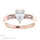 Pear Shaped Forever One Moissanite Engagement Ring #GTJ1033-pear-fb-r 1 Pear Shaped Forever Brilliant Moissanite Engagement Ring #GTJ1033-pear-fb-r