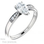 Pear Shaped Forever One Moissanite Engagement Ring #GTJ1033-pear-fb-w 4 Pear Shaped Forever Brilliant Moissanite Engagement Ring #GTJ1033-pear-fb-w