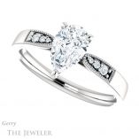 Pear Shaped Forever One Moissanite Engagement Ring #GTJ1033-pear-fb-w 5 Pear Shaped Forever Brilliant Moissanite Engagement Ring #GTJ1033-pear-fb-w