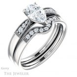 Pear Shaped Forever One Moissanite Engagement Ring #GTJ1033-pear-fb-w 6 Pear Shaped Forever Brilliant Moissanite Engagement Ring #GTJ1033-pear-fb-w