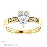 Pear Shaped Forever Brilliant Moissanite Engagement Ring #GTJ1033-pear-fb-y