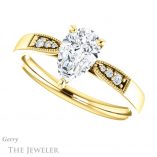 Pear Shaped Forever Brilliant Moissanite Engagement Ring #GTJ1033-pear-fb-y