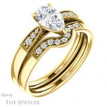 Pear Shaped Forever Brilliant Moissanite Engagement Ring #GTJ1033-pear-fb-y
