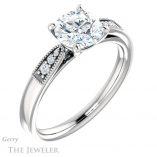 Round Cut Forever One Moissanite Engagement Ring #GTJ1033-round-fo-w