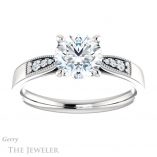 Round Cut Forever One Moissanite Engagement Ring #GTJ1033-round-fo-w