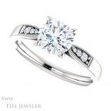 Round Cut Forever One Moissanite Engagement Ring #GTJ1033-round-fo-w