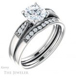 Round Cut Forever One Moissanite Engagement Ring #GTJ1033-round-fo-w