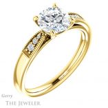 Round Cut Forever One Moissanite Engagement Ring #GTJ1033-round-fo-y 4 Round Cut Forever One Moissanite Engagement Ring #GTJ1033-round-fo-y