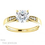 Round Cut Forever One Moissanite Engagement Ring #GTJ1033-round-fo-y 1 Round Cut Forever One Moissanite Engagement Ring #GTJ1033-round-fo-y