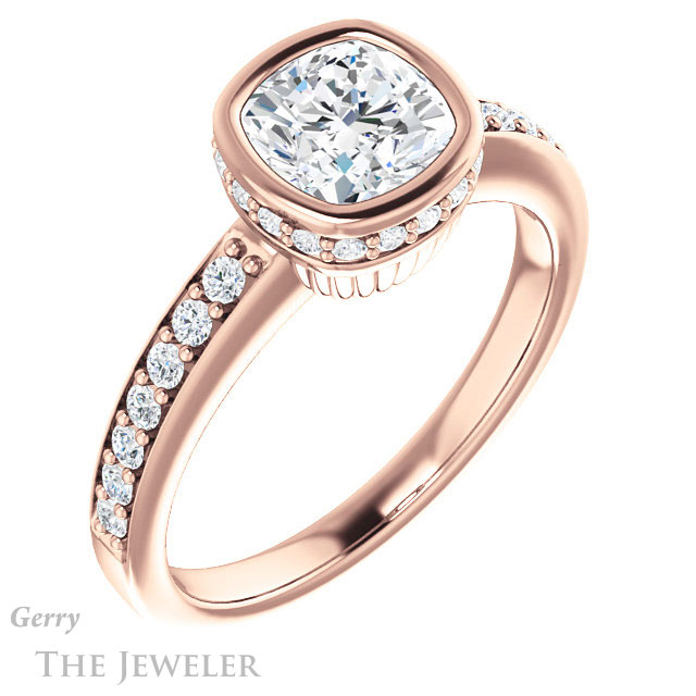 Cushion Cut Forever One Moissanite Engagement Ring #GTJ1034-cushion-fo-r 4 Cushion Cut Forever One Moissanite Engagement Ring #GTJ1034-cushion-fo-r