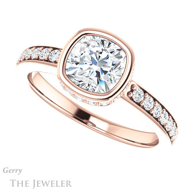 Cushion Cut Forever One Moissanite Engagement Ring #GTJ1034-cushion-fo-r 5 Cushion Cut Forever One Moissanite Engagement Ring #GTJ1034-cushion-fo-r