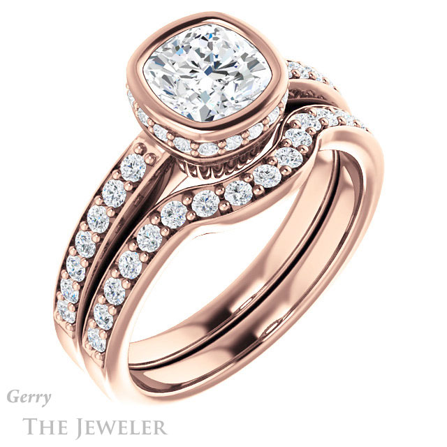 Cushion Cut Forever One Moissanite Engagement Ring #GTJ1034-cushion-fo-r 6 Cushion Cut Forever One Moissanite Engagement Ring #GTJ1034-cushion-fo-r