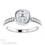 Cushion Cut Forever One Moissanite Engagement Ring #GTJ1034-cushion-fo-w