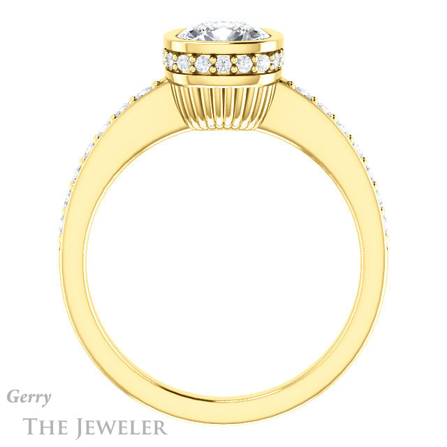 Cushion Cut Forever One Moissanite Engagement Ring #GTJ1034-cushion-fo-y