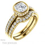 Cushion Cut Forever One Moissanite Engagement Ring #GTJ1034-cushion-fo-y