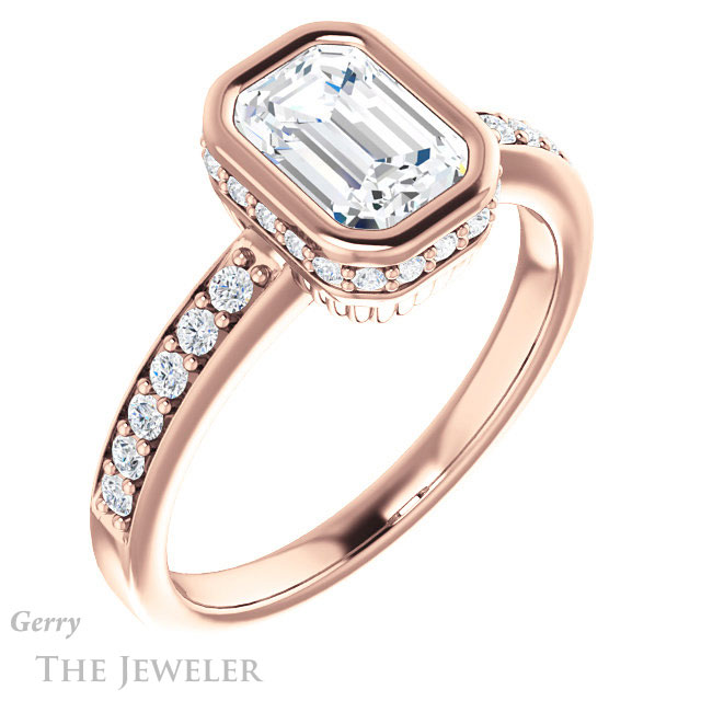 Emerald Cut Forever Brilliant Moissanite Engagement Ring #GTJ1034-emerald-fb-r