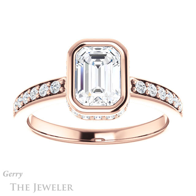 Emerald Cut Forever Brilliant Moissanite Engagement Ring #GTJ1034-emerald-fb-r