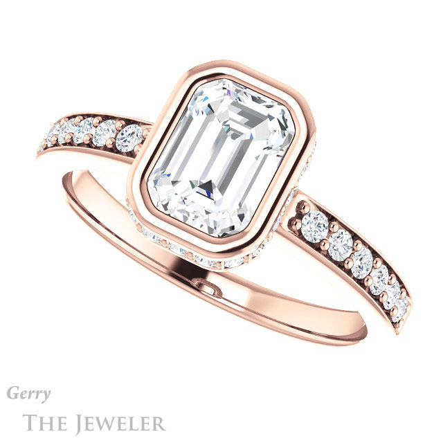 Emerald Cut Forever Brilliant Moissanite Engagement Ring #GTJ1034-emerald-fb-r