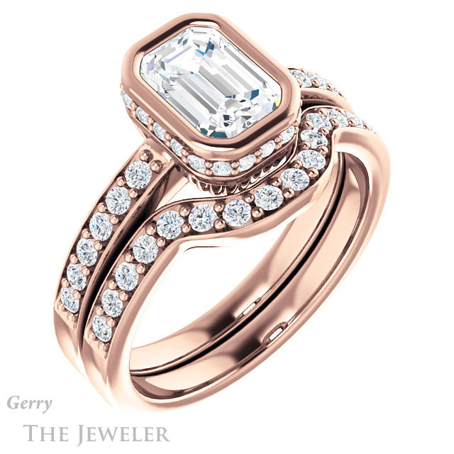 Emerald Cut Forever Brilliant Moissanite Engagement Ring #GTJ1034-emerald-fb-r