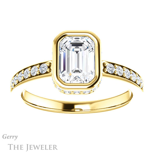 Emerald Cut Forever Brilliant Moissanite Engagement Ring #GTJ1034-emerald-fb-y