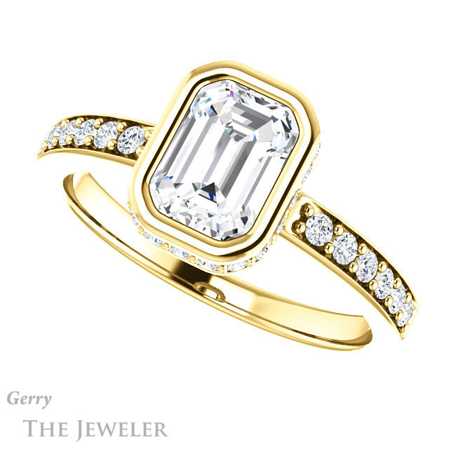 Emerald Cut Forever Brilliant Moissanite Engagement Ring #GTJ1034-emerald-fb-y