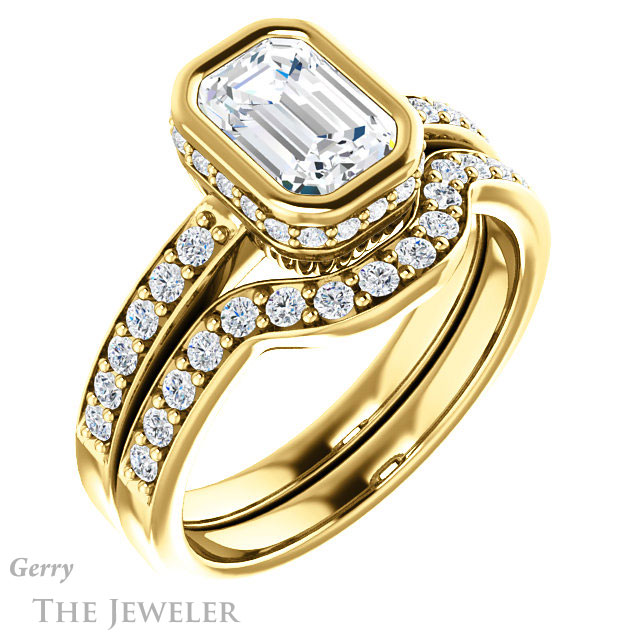 Emerald Cut Forever Brilliant Moissanite Engagement Ring #GTJ1034-emerald-fb-y