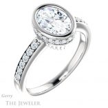 Oval Shaped Forever One Moissanite Engagement Ring #GTJ1034-oval-fo-w