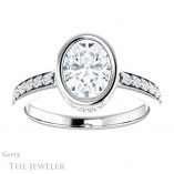 Oval Shaped Forever One Moissanite Engagement Ring #GTJ1034-oval-fo-w