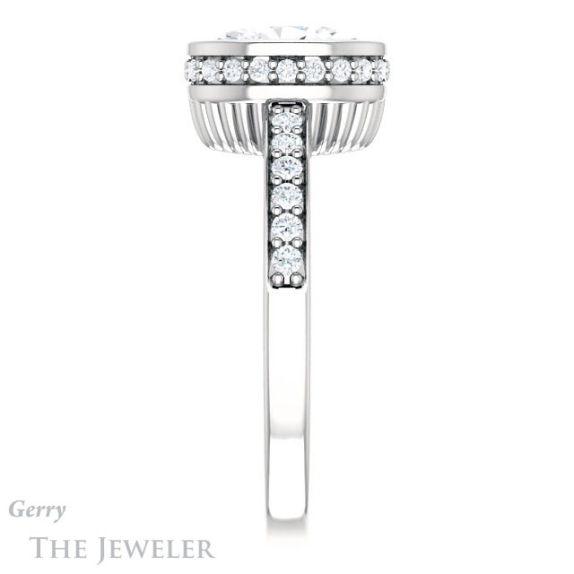 Oval Shaped Forever One Moissanite Engagement Ring #GTJ1034-oval-fo-w