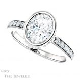 Oval Shaped Forever One Moissanite Engagement Ring #GTJ1034-oval-fo-w