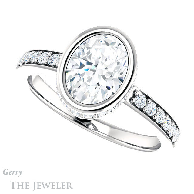 Oval Shaped Forever One Moissanite Engagement Ring #GTJ1034-oval-fo-w
