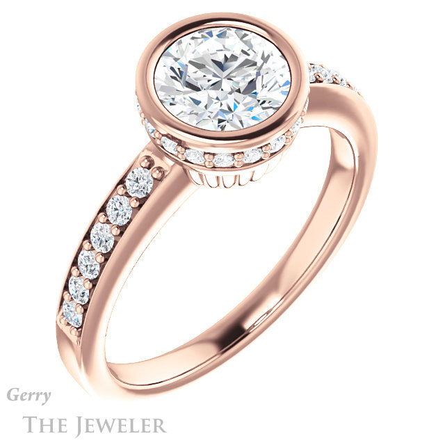 Round Cut Forever One Moissanite Engagement Ring #GTJ1034-round-fo-r 4 Round Cut Forever One Moissanite Engagement Ring #GTJ1034-round-fo-r