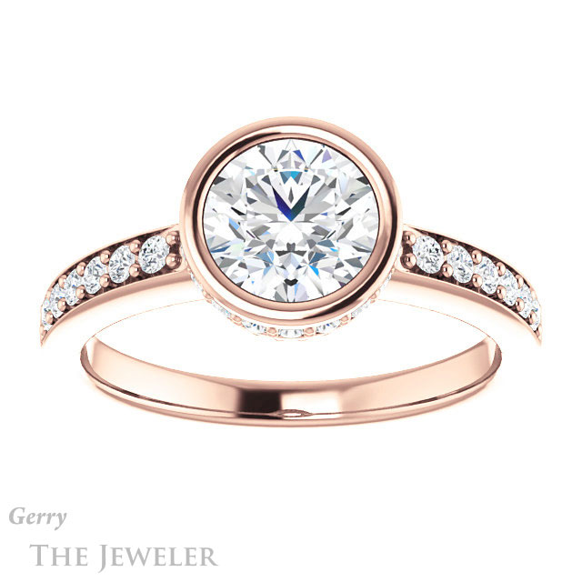 Round Cut Forever One Moissanite Engagement Ring #GTJ1034-round-fo-r 1 Round Cut Forever One Moissanite Engagement Ring #GTJ1034-round-fo-r
