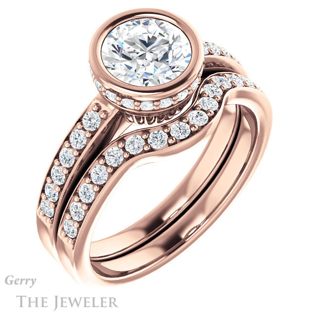Round Cut Forever One Moissanite Engagement Ring #GTJ1034-round-fo-r 6 Round Cut Forever One Moissanite Engagement Ring #GTJ1034-round-fo-r