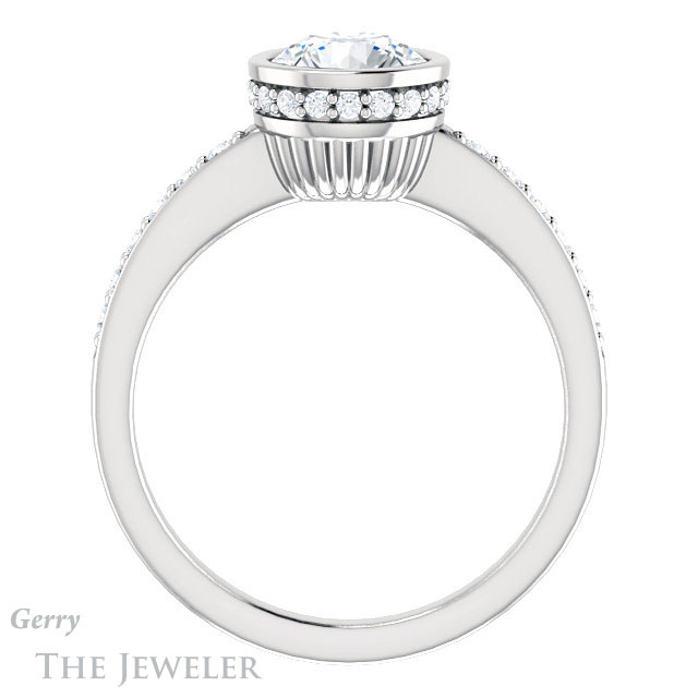 Round Cut Forever One Moissanite Engagement Ring #GTJ1034-round-fo-w