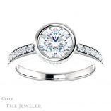Round Cut Forever One Moissanite Engagement Ring #GTJ1034-round-fo-w